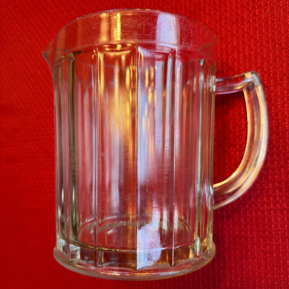 Hazel Atlas Clear Colonial Paneled Glass Milk Pitcher with Weighted Base